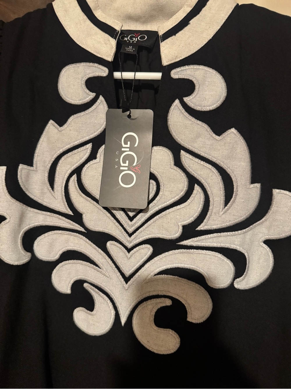 Women’s Black and White Embroidered A-Line Dress - Picture 2 of 4